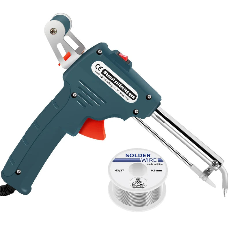 مكواة لحام كهربائية أوتوماتيكية 60 وات، أداة إصلاح مجوهرات مع سلك تلحيم Manual Soldering Gun Electric