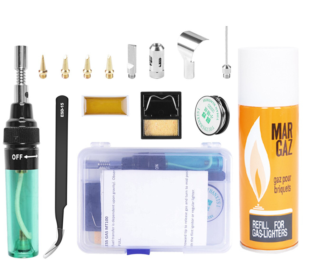 لحام الحديد اللاسلكي : مكواة تعمل بالغاز مع رؤوس متعددة