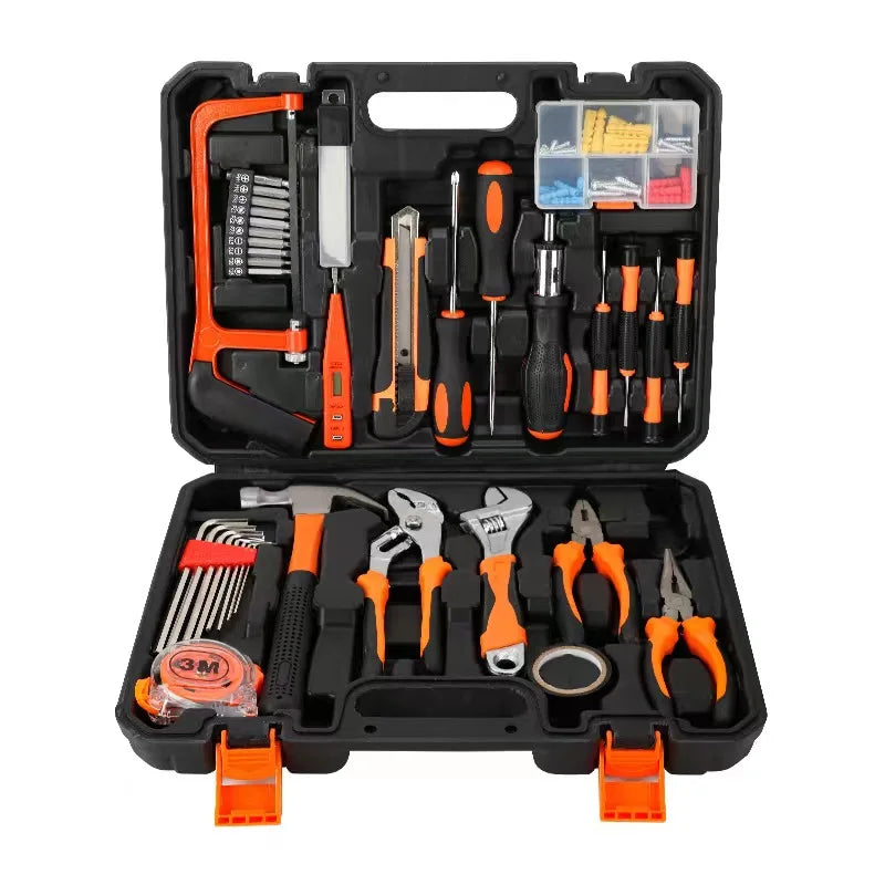 Household Basic Portable Hand Tool Set Home Repair Tool Kit طقم أدوات يدوية متكامل مع حقيبة