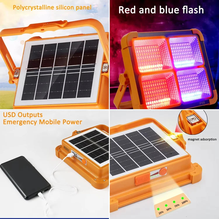 Projecteur Solaire LED puissant rechargeable pour Camping 200w/100w كشاف قابل لإعادة الشحن بالطاقة الشمسية
