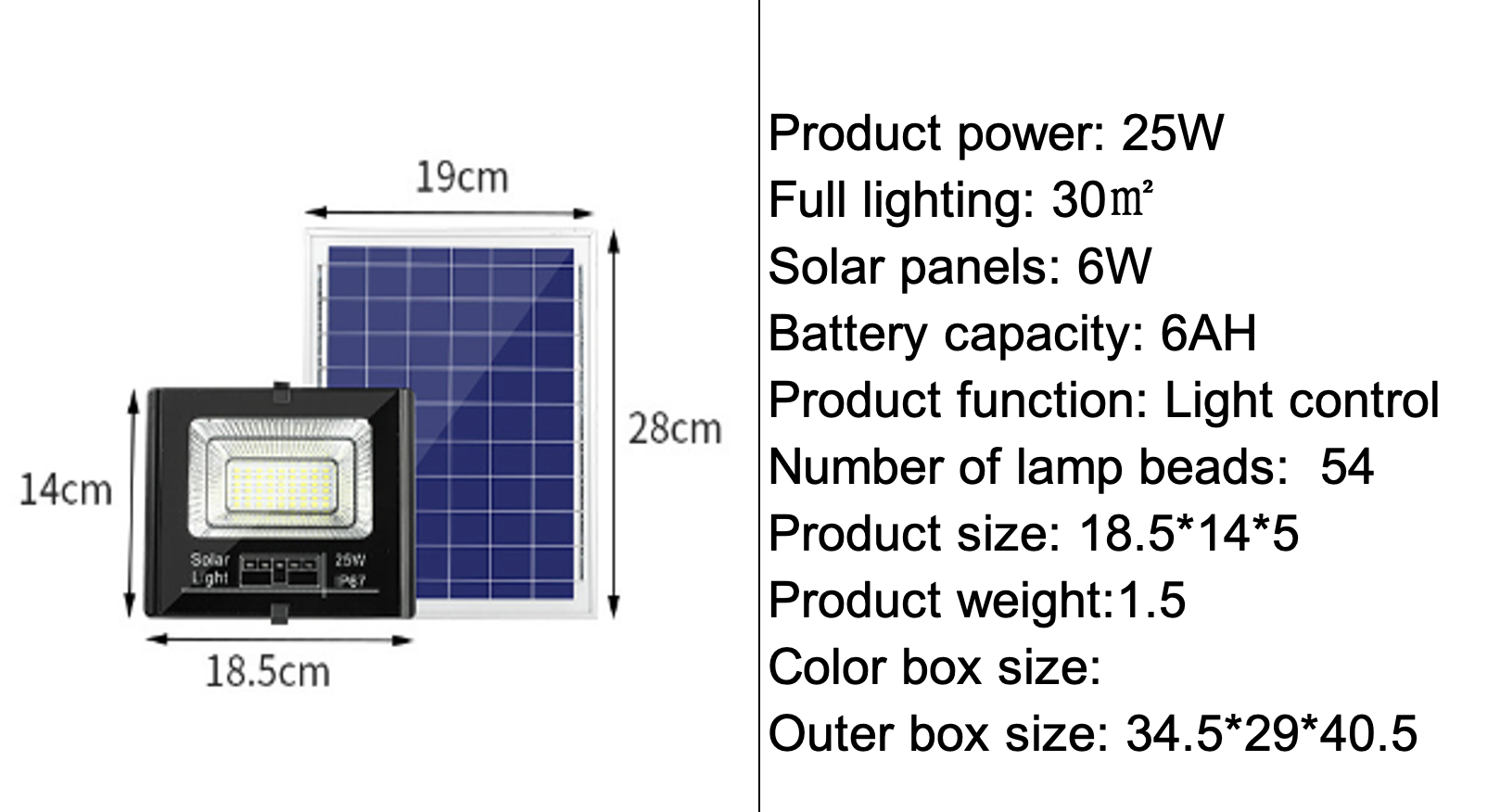 مصباح الطاقة الشمسية flood solar light PROJECTEUR SOLAIRE LED 25W