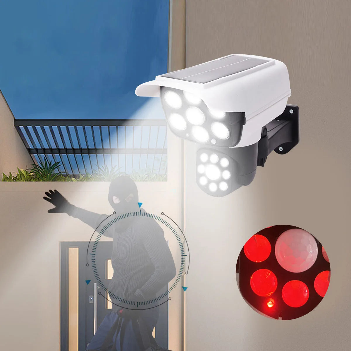 مصباح الطاقة الشمسية مع كاميرا وهمية solar sensor light with camera
